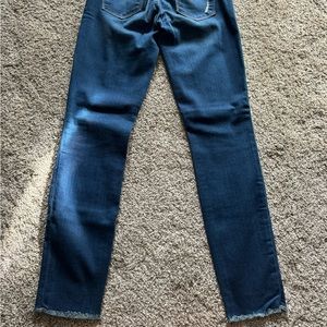 Gap ankle cropped fringe skinny jeans